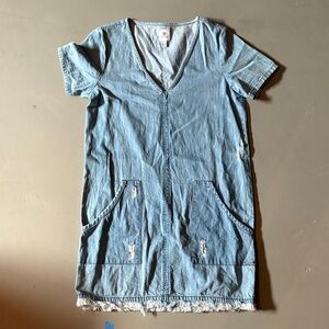 Element Light Blue Denim V-Neck Casual Dress